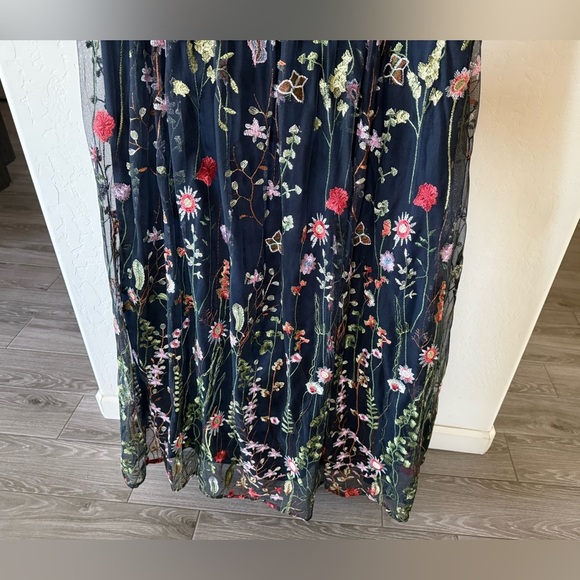 Morgan & Co|Fully Embroidered Floral Black maxi dress,sleeveless & fairy style• - Picture 5 of 16